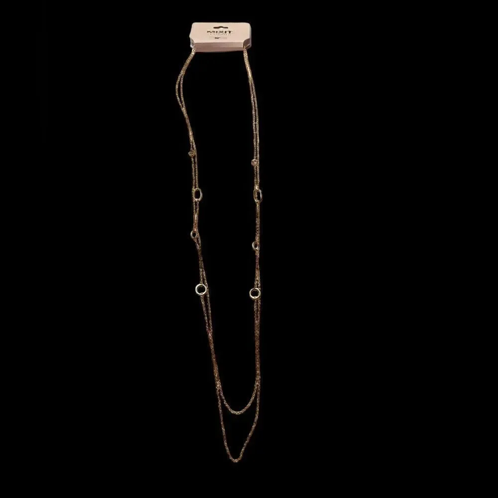 Mixit Delicates Gold Tone Double Strand Station Long Necklace